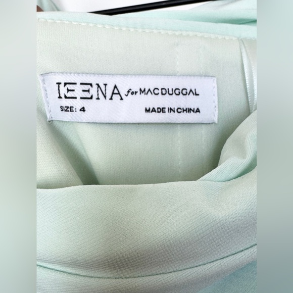 Ieena by Mac Duggal Women's Mint Ruched Off-The-Shoulder Midi Dress 004 - Picture 6 of 7